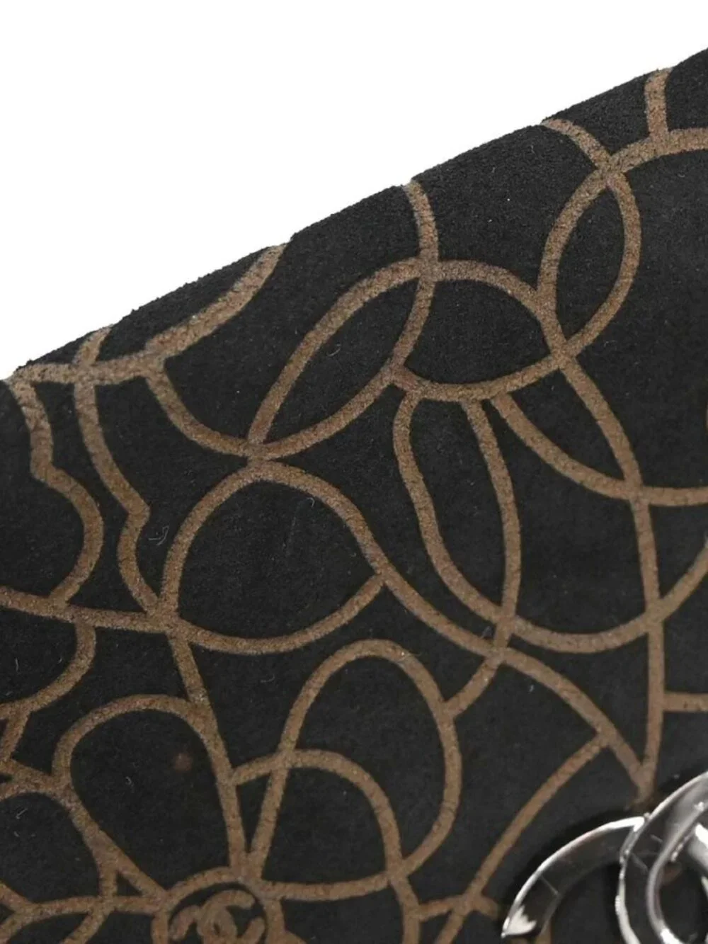 Chanel Black Suede Camellia Handbag NQ08437
